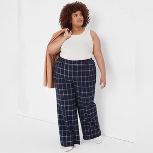 Lane Bryant High-Rise Perfect Drape Wide Leg Pant - Grey Purple Plaid